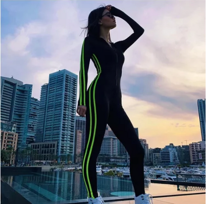 Leggings Patchwork Ropa Deportiva A Rayas Verde Fitness