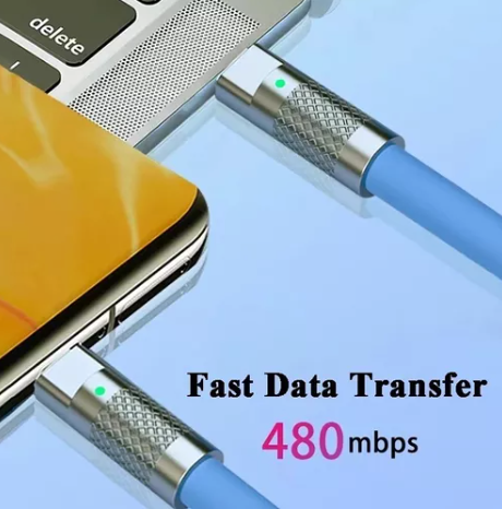 Cable Silicona De Carga Súper Rápida Datos Tipo C 120w 6a 1m