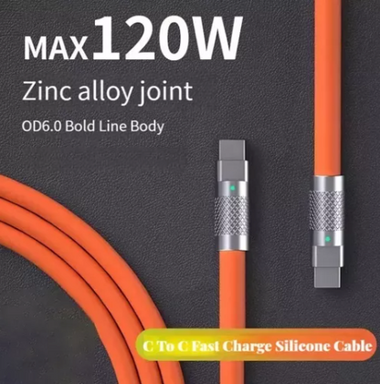 Cable Silicona De Carga Súper Rápida Datos Tipo C 120w 6a 1m