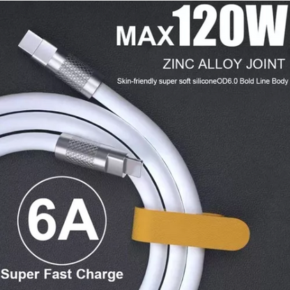 Cable Datos Carga Súper Rápida Tipo CA Lightning 120w 6a 2m
