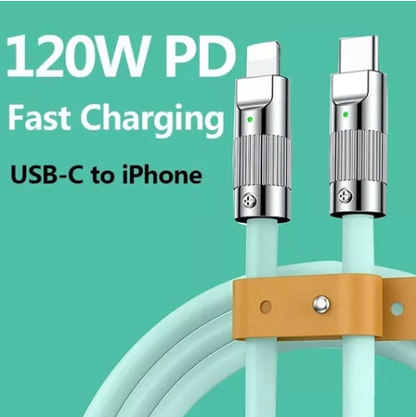 Cable Datos Carga Súper Rápida Tipo CA Lightning 120w 6a 2m
