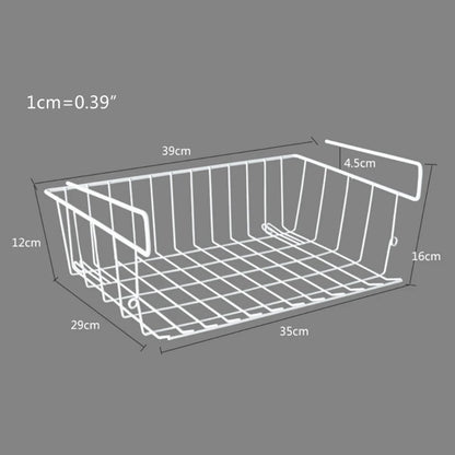 Cesta de almacenamiento rectangular para debajo de los estantes, brazos de ajuste cómodo, alambre de hierro, organización debajo de los estantes, resistente a la oxidación.