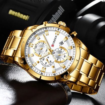 Relojes de oro para hombre, marca superior de lujo CURREN, reloj de pulsera de cuarzo, reloj de negocios deportivo e informal de moda, reloj para hombre, reloj para hombres
