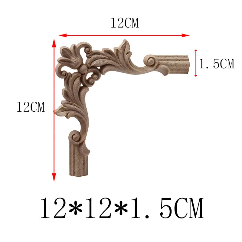 NUEVA Decoración Decoración Europea Moderna Calcomanía de Madera Aplique de Madera Marco de Madera Hojas Grandes Largas Madera de Caucho Ventana Esquina Paredes