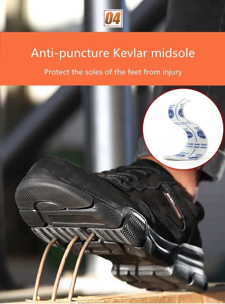 Work Safety Shoes Men Slip On Lightweight Steel Toe Shoes Women Indestructible Anti-puncture Work Shoes Men Sneakers