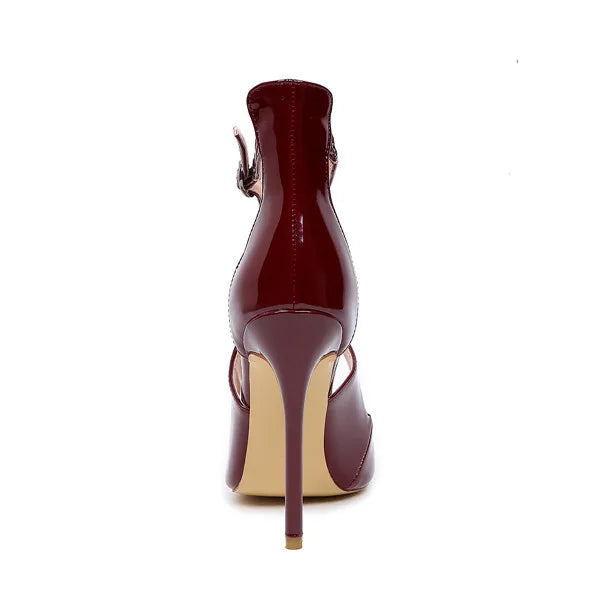 Sandalias de gladiador con hebilla y tacones de aguja para mujer, para oficina, fiesta, boda, tacones altos, tallas grandes 34-48 83-4