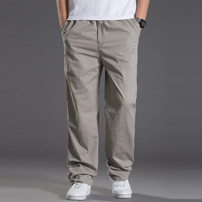 Pantalones cargo casuales de algodón para hombre, con bolsillos, corte recto y holgado, elásticos, ideales para el trabajo. Talla 6XL.
