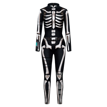 Color Cosplayer Halloween Skeleton Printed Jumpsuits Women Halloween Performance Outfits Party Cosplay Costume Zentai Fitness