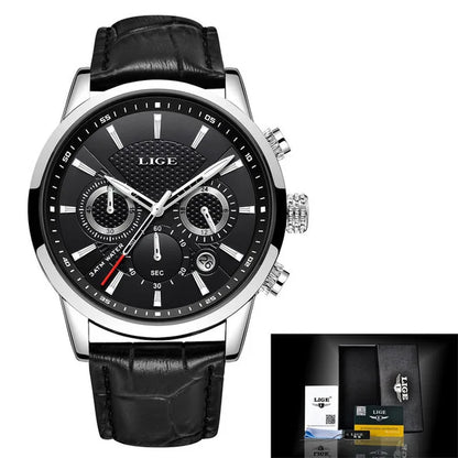 Nuevos relojes LIGE para hombre, marca superior de lujo, reloj de pulsera para hombre, reloj de cuarzo de cuero, reloj deportivo resistente al agua para hombre, reloj Masculino