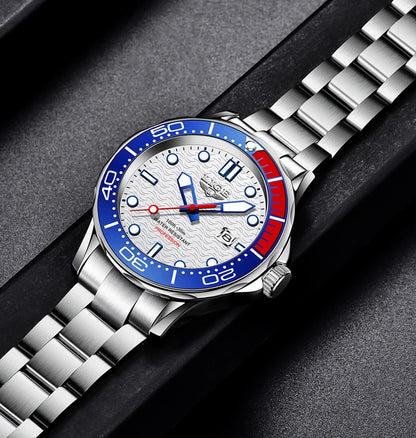 LIGE - Reloj de buceo de lujo para hombre, marca superior, resistente al agua hasta 3 ATM, con fecha, deportivo, de cuarzo, Masculino