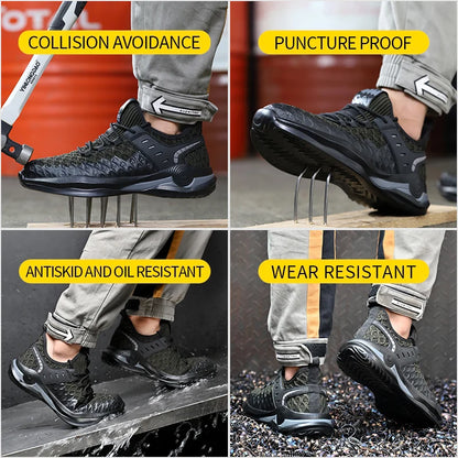 Zapatos de seguridad para hombre, tallas 37-50, botas con punta de acero, zapatillas de trabajo antiperforación, calzado masculino, zapatos de construcción indestructibles.