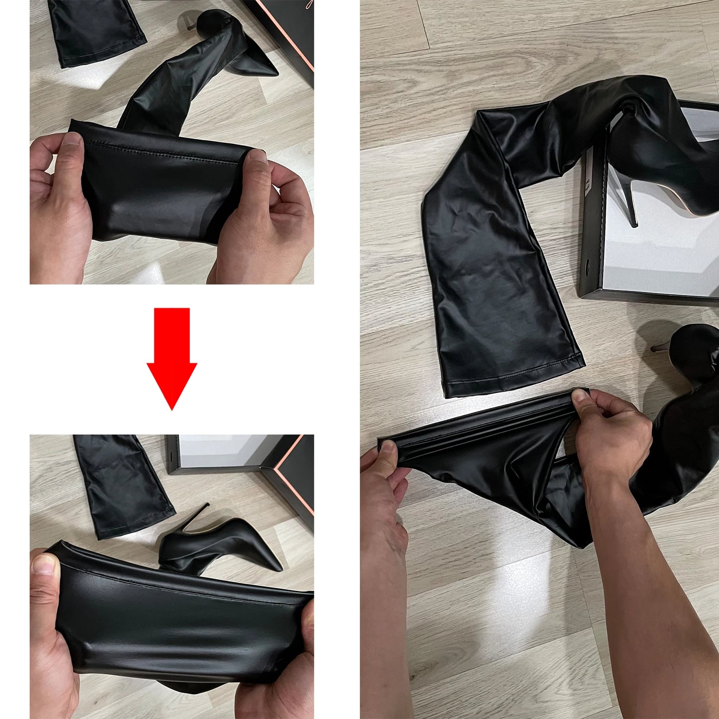 Botas de tacón superalto con efecto mojado de Ftshist para mujer, con tacón de aguja por encima de la rodilla, de piel sintética, con efecto calcetín elástico, zapatos ajustados para cosplay