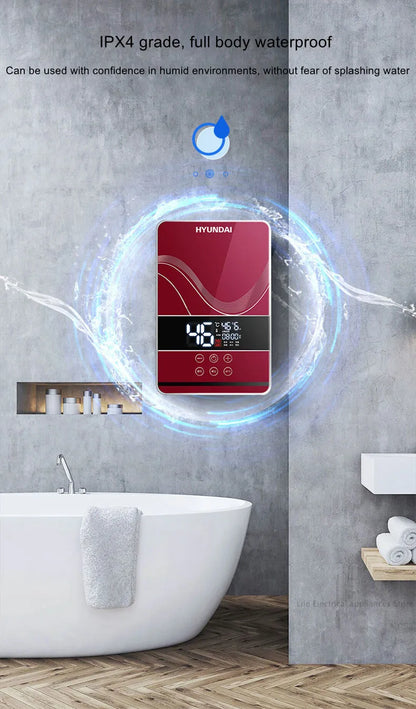 Calentador de agua eléctrico, ducha eléctrica, calentamiento rápido, máquina de CC para el hogar (cocina, baño), agua caliente ilimitada, control remoto