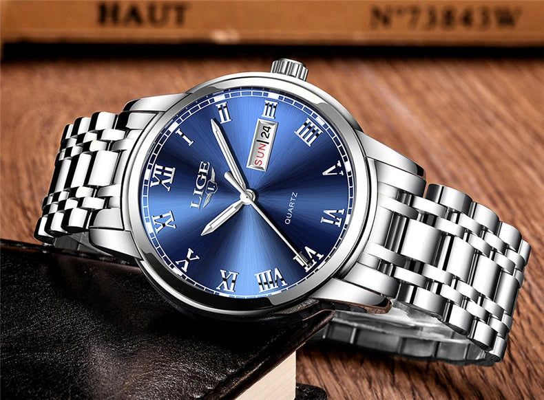 LIGE, nueva marca de lujo, reloj de pulsera de primera moda para negocios y ocio, relojes deportivos impermeables, reloj de cuarzo con calendario, reloj Masculino