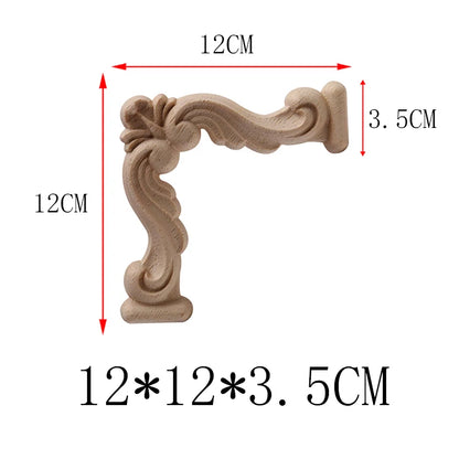 NUEVA Decoración Decoración Europea Moderna Calcomanía de Madera Aplique de Madera Marco de Madera Hojas Grandes Largas Madera de Caucho Ventana Esquina Paredes