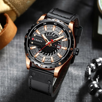 Relojes CURREN, marca superior, reloj de pulsera de cuero de moda, reloj de cuarzo casual para hombre con caja, nuevo reloj elegante, manecillas luminosas