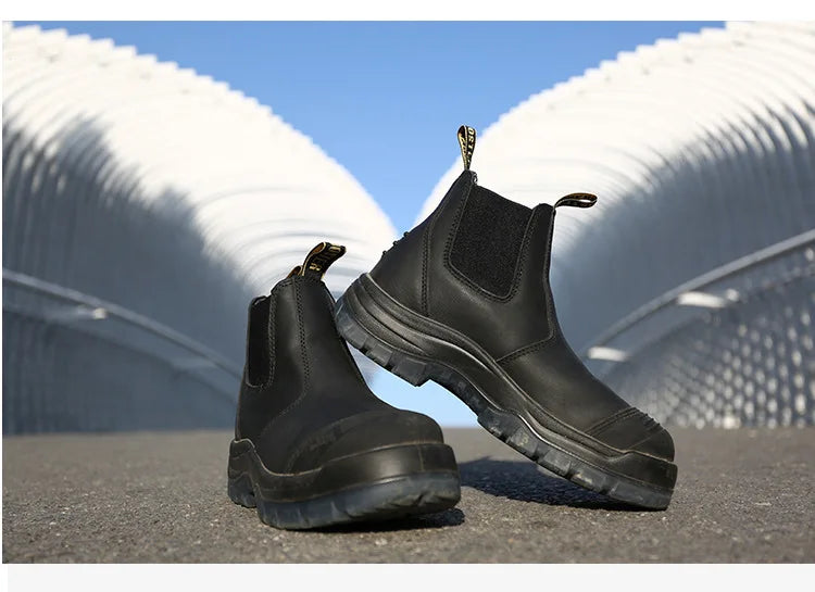 ROCKROOSTER Zapatos de senderismo para hombre, botas de caza impermeables, zapatos de seguridad de cuero, botines tácticos, zapatos de trabajo, zapatillas deportivas con punta de acero