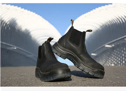 ROCKROOSTER Zapatos de senderismo para hombre, botas de caza impermeables, zapatos de seguridad de cuero, botines tácticos, zapatos de trabajo, zapatillas deportivas con punta de acero