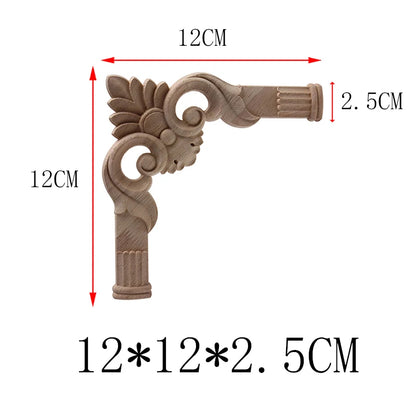 NUEVA Decoración Decoración Europea Moderna Calcomanía de Madera Aplique de Madera Marco de Madera Hojas Grandes Largas Madera de Caucho Ventana Esquina Paredes