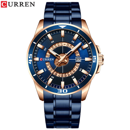 Relojes CURREN para hombre, relojes de negocios de moda para hombre con correa de acero inoxidable, reloj de cuarzo resistente al agua para hombre con fecha automática