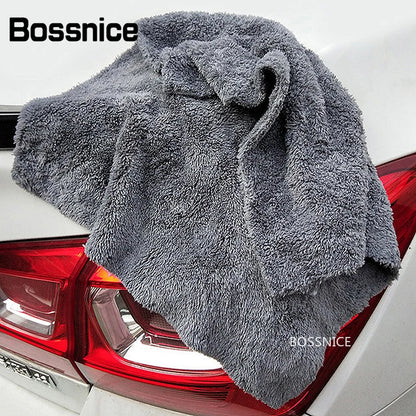 Toalla de microfibra Bossnice de 40 x 40 cm, 500 g/m², súper suave, sin bordes, para el cuidado del coche, pulido y acabados, color gris claro.