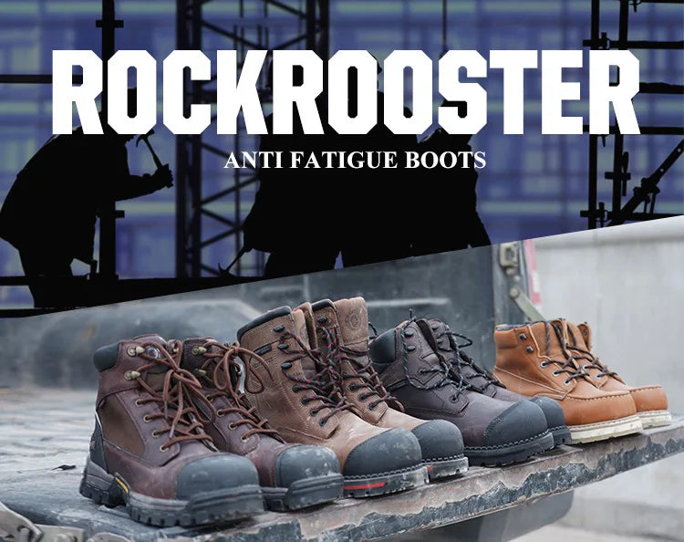 ROCKROOSTER Zapatos de senderismo para hombre, botas de caza impermeables, zapatos de seguridad de cuero, botines tácticos, zapatos de trabajo, zapatillas deportivas con punta de acero