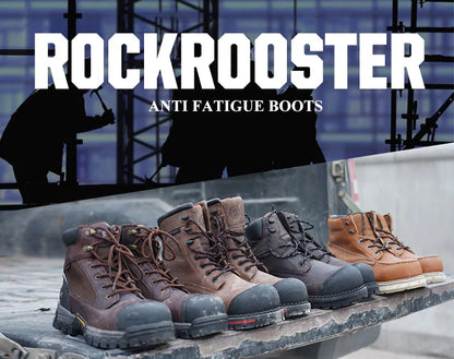 ROCKROOSTER Zapatos de senderismo para hombre, botas de caza impermeables, zapatos de seguridad de cuero, botines tácticos, zapatos de trabajo, zapatillas deportivas con punta de acero