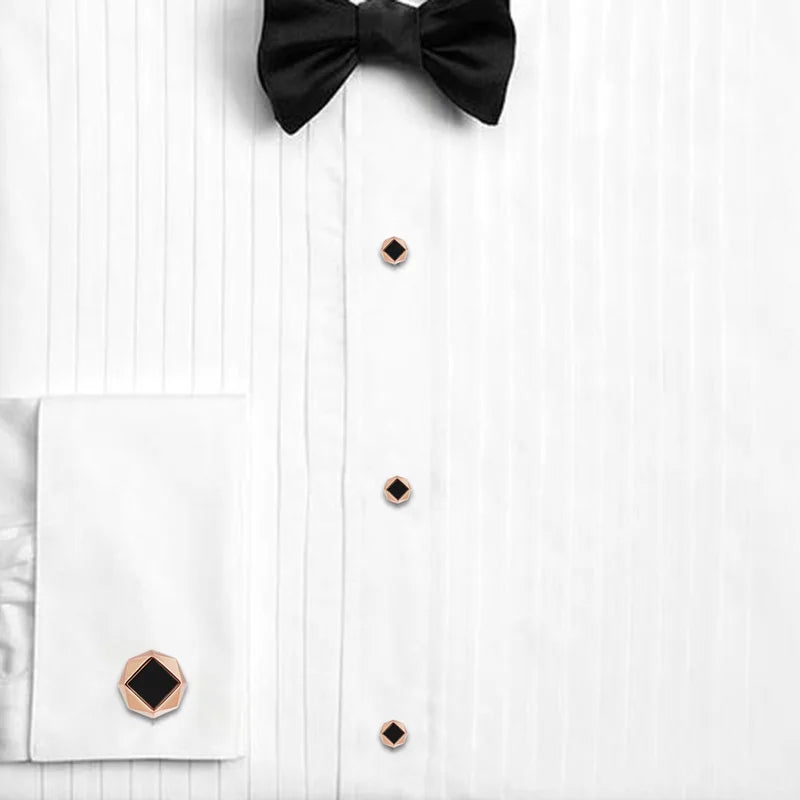 Gemelos y tachuelas de acrílico para hombre, accesorios de joyería para camisa de esmoquin, bodas, fiestas y reuniones, regalo para él con caja de regalo.
