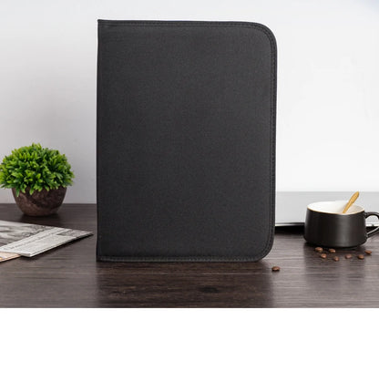 Carpeta organizadora de documentos para conferencias, oficina, negocios, tamaño A4, color negro, de tela Oxford, tipo portafolios.