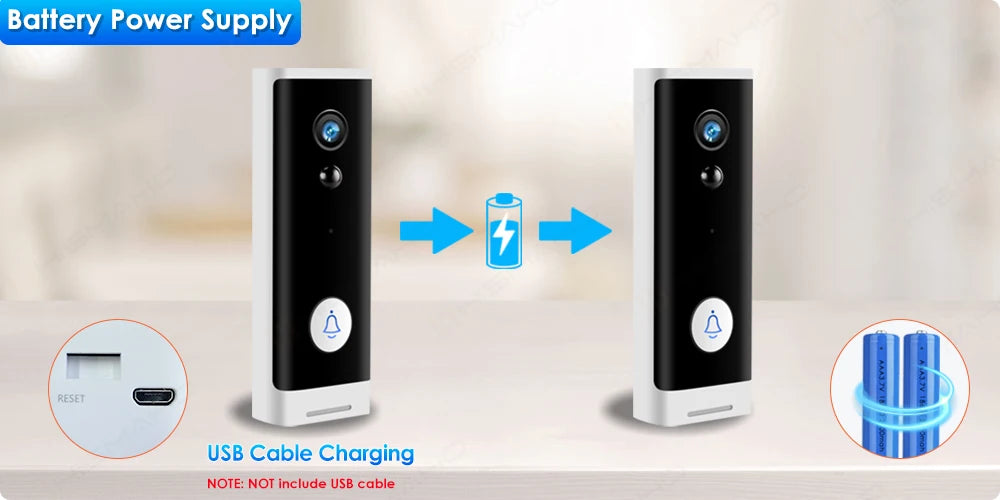 Videoportero Tuya WiFi 1080P HD con batería, visión nocturna, seguridad y control por app (Alexa, Google).