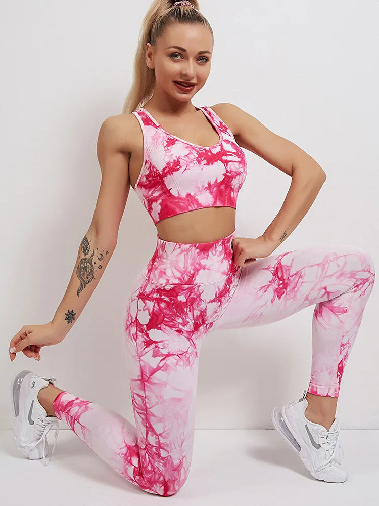 Conjunto de 2 piezas de yoga y gimnasio para mujer, con sujetador deportivo y camiseta de manga larga, leggings con cintura alta, chándal deportivo de moda para niñas.