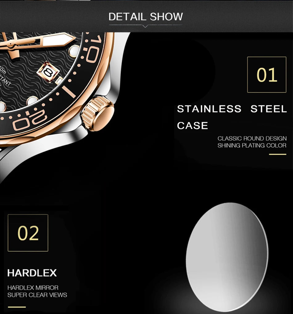 LIGE - Reloj de buceo de lujo para hombre, marca superior, resistente al agua hasta 3 ATM, con fecha, deportivo, de cuarzo, Masculino