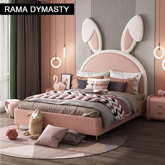 Camas para niños Camas de animales Dormitorio para niñas Muebles Marco de madera maciza Cama para niñas Chambre bebe Camas suaves Camas de conejo