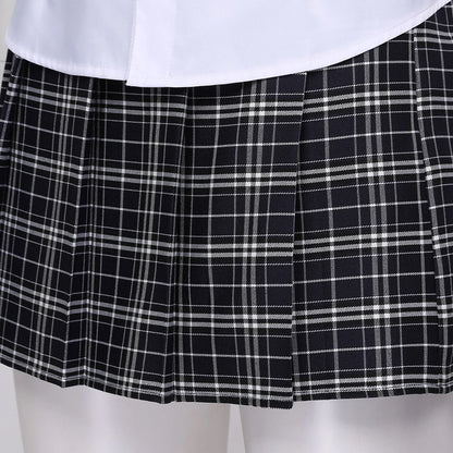 School Girls Outfits Uniform Cosplay Porno Women Adult Sexy Lingerie Costumes Parties Shirt with Plaid Mini Skirt Tie