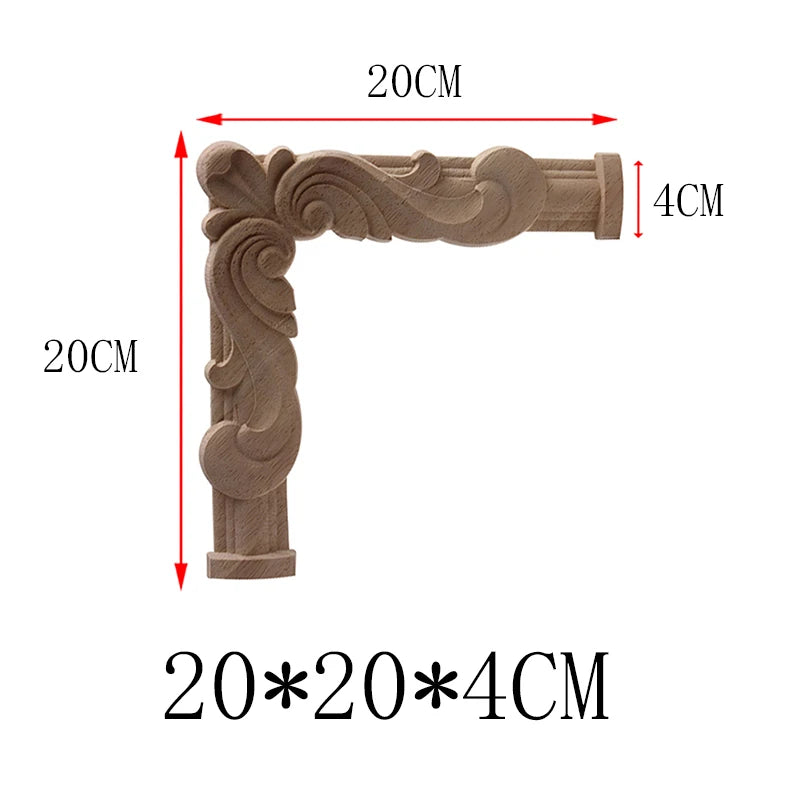 NUEVA Decoración Decoración Europea Moderna Calcomanía de Madera Aplique de Madera Marco de Madera Hojas Grandes Largas Madera de Caucho Ventana Esquina Paredes