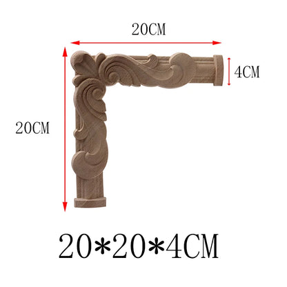 NUEVA Decoración Decoración Europea Moderna Calcomanía de Madera Aplique de Madera Marco de Madera Hojas Grandes Largas Madera de Caucho Ventana Esquina Paredes