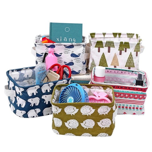 Organizador de almacenamiento de ropa interior, papelería de oficina, lino, caja de almacenamiento de escritorio, cesta de almacenamiento impermeable para juguetes y artículos diversos, cosméticos
