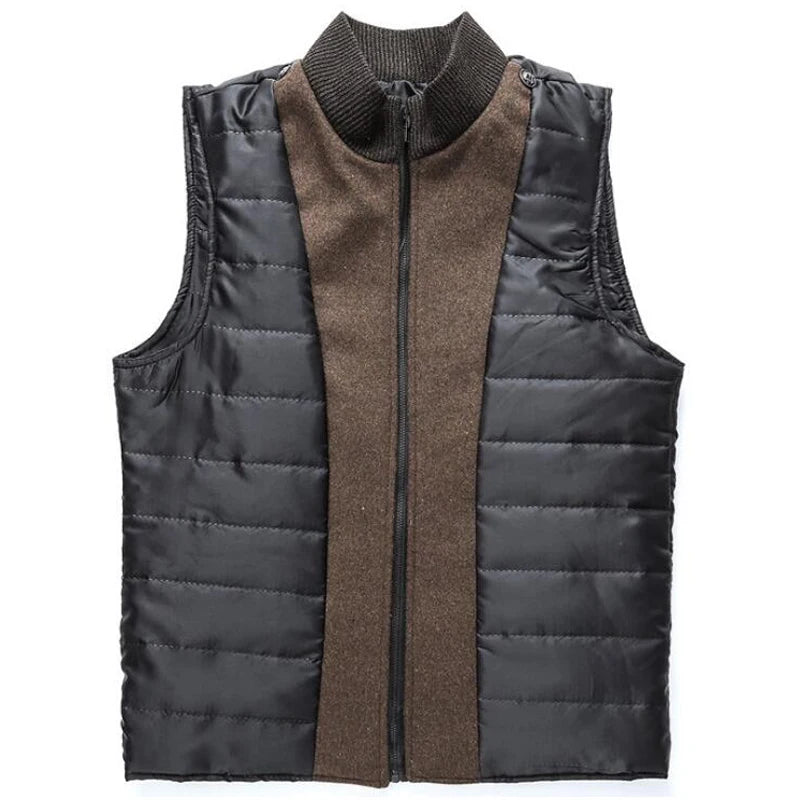 Woolen Coat Men Winter Windbreaker Long Thick Wool Jackets abrigo hombre Man Stand Collar Single Breasted With Vest Woolen Coats