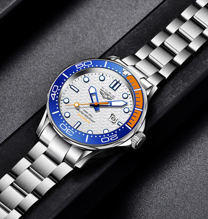 LIGE - Reloj de buceo de lujo para hombre, marca superior, resistente al agua hasta 3 ATM, con fecha, deportivo, de cuarzo, Masculino