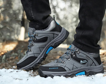 Botas de nieve de invierno para hombre, impermeables, de cuero, muy cálidas, para exteriores, senderismo, trabajo, talla 39-47
