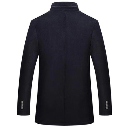 Woolen Coat Men Winter Windbreaker Long Thick Wool Jackets abrigo hombre Man Stand Collar Single Breasted With Vest Woolen Coats
