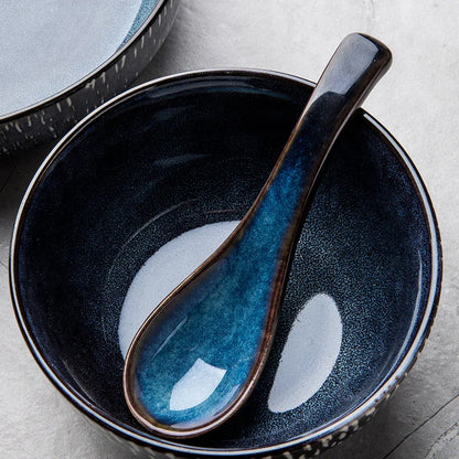 Cucharas de cerámica de estilo japonés, cucharas soperas para el hogar, lindas cucharas para comer y beber, cucharas para servir, utensilios de cocina, 4 piezas ZL361