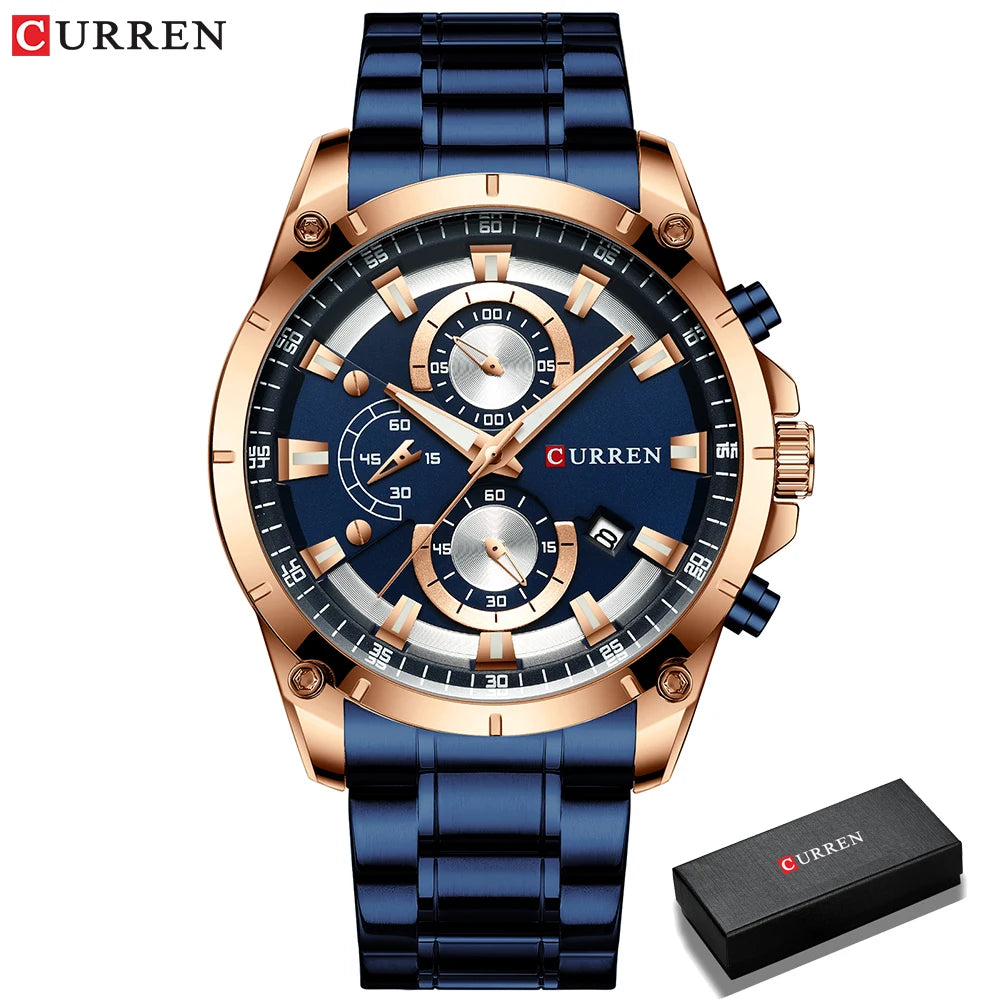 Relojes de oro para hombre, marca superior de lujo CURREN, reloj de pulsera de cuarzo, reloj de negocios deportivo e informal de moda, reloj para hombre, reloj para hombres