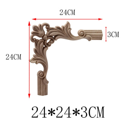 NUEVA Decoración Decoración Europea Moderna Calcomanía de Madera Aplique de Madera Marco de Madera Hojas Grandes Largas Madera de Caucho Ventana Esquina Paredes