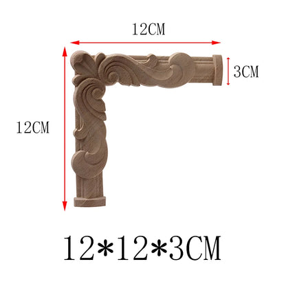 NUEVA Decoración Decoración Europea Moderna Calcomanía de Madera Aplique de Madera Marco de Madera Hojas Grandes Largas Madera de Caucho Ventana Esquina Paredes