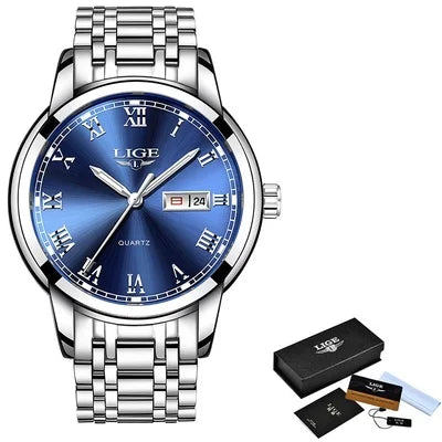 LIGE, nueva marca de lujo, reloj de pulsera de primera moda para negocios y ocio, relojes deportivos impermeables, reloj de cuarzo con calendario, reloj Masculino