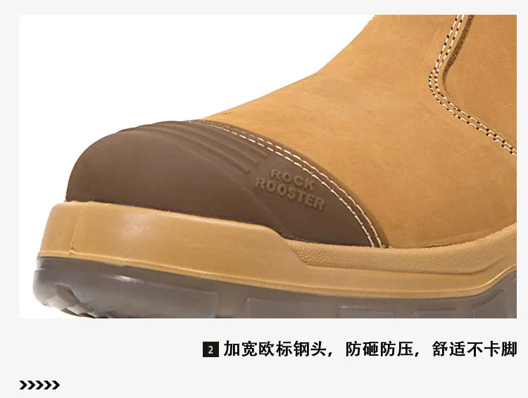 ROCKROOSTER Zapatos de senderismo para hombre, botas de caza impermeables, zapatos de seguridad de cuero, botines tácticos, zapatos de trabajo, zapatillas deportivas con punta de acero