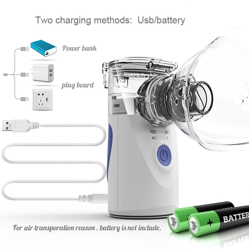 Mini nebulizador de inhalación portátil de mano para el cuidado de la salud, silencioso, ultrasónico, nebulizador, recargable, automático, para niños y adultos.