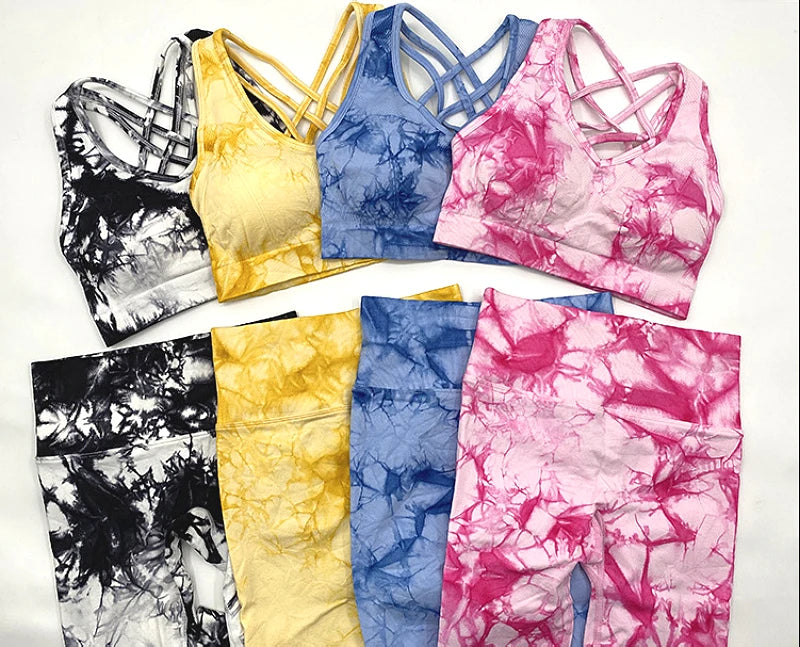 Conjunto de 2 piezas de yoga y gimnasio para mujer, con sujetador deportivo y camiseta de manga larga, leggings con cintura alta, chándal deportivo de moda para niñas.