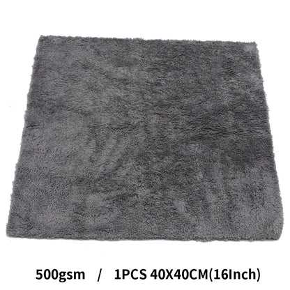 Toalla de microfibra Bossnice de 40 x 40 cm, 500 g/m², súper suave, sin bordes, para el cuidado del coche, pulido y acabados, color gris claro.